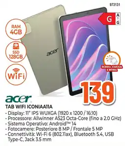 Expert Di Lella Acer Tab WiFi Iconia A11A offerta