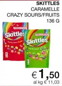 Coop Skittles Caramelle Crazy Sours/Fruits offerta