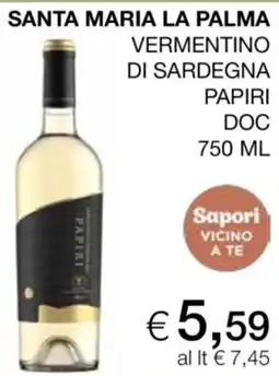 Coop Vermentino di Sardegna Papiri DOC offerta