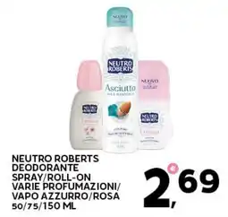 Extra Supermercati Neutro Roberts deodorante spray/roll-on offerta