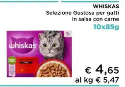 Coop WHISKAS Selezione Gustosa per gatti in salsa con carne offerta