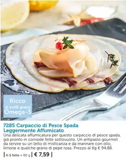 Bofrost Carpaccio di Pesce Spada Leggermente Affumicato offerta