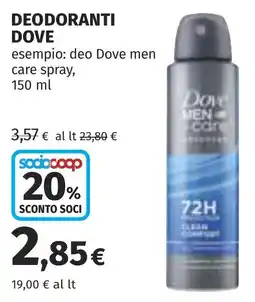 Coop Deodorante Dove men care spray offerta