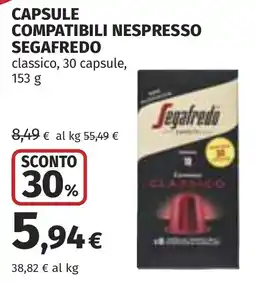Coop Capsule compatibili Nespresso Segafredo classico offerta