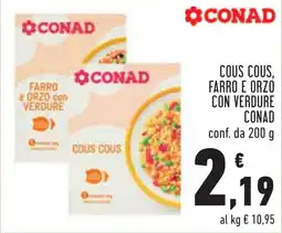 Conad Cous cous, farro e orzo con verdure Conad offerta