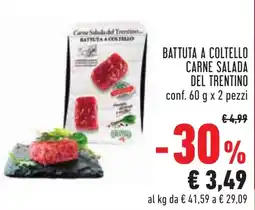 Conad Carne Salada del Trentino Battuta a Coltello offerta