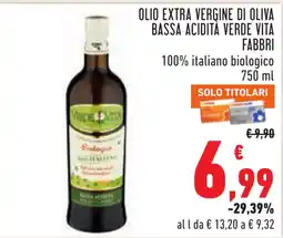 Conad Olio extra vergine di oliva verde vita fabbri offerta