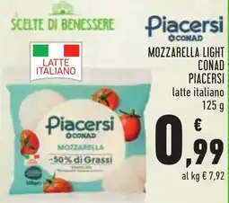 Conad Mozzarella light Piacersi offerta