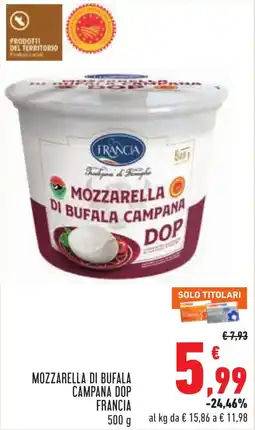 Conad Mozzarella di bufala campana dop Francia offerta