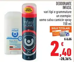 Conad Deodorante infasil uomo salva camicie spray offerta