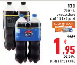 Conad Pepsi classica, zero zucchero offerta