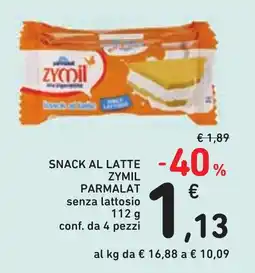 Conad Snack al latte Zymil Parmalat senza lattosio offerta