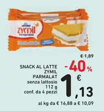 Snack al latte Zymil Parmalat senza lattosio