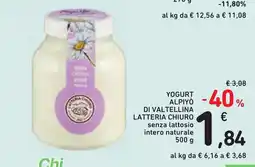 Conad Yogurt Alpiyò di Valtellina Latteria Chiuro senza lattosio intero naturale offerta