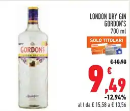 Conad London Dry Gin Gordon's offerta