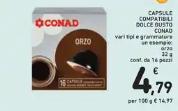 Conad Capsule compatibili Dolce Gusto Conad Orzo offerta