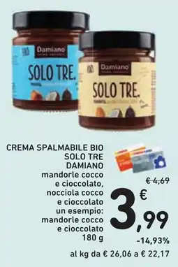 Conad Crema spalmabile bio solo tre damiano offerta
