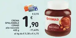 Conad Crema spalmabile Conad alle nocciole offerta
