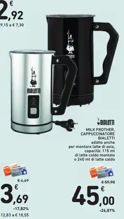 Conad Milk Frother, Cappuccinatore Bialetti offerta