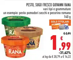 Conad Pesto, sugo fresco Giovanni Rana offerta