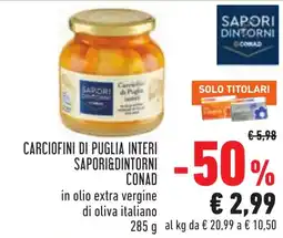 Conad Carciofini di Puglia interi Saporidintorni offerta