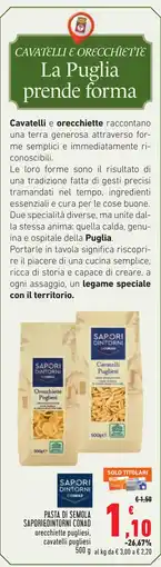 Conad Pasta di semola Sapori d'intorni conad offerta