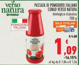 Conad Passata di pomodoro italiano biologica classica offerta