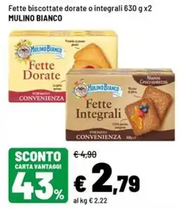 Iper La Grande Fette biscottate dorate o integrali MULINO BIANCO offerta