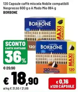 Iper La Grande Caffè miscela Nobile compatibili Nespresso o A Modo Mio offerta
