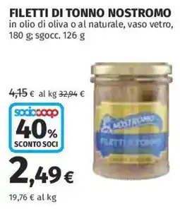 Coop Superstore Filetti di tonno nostromo offerta