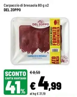 Iper La Grande Carpaccio di bresaola Del Zoppo offerta