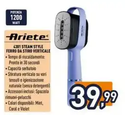 Iper La Grande Ariete 4301 Steam Style ferro da stiro verticale offerta