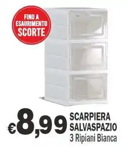 Primo Prezzo Scarpiera salvaspazio 3 ripiani bianca offerta
