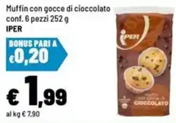Iper La Grande Muffin con gocce di cioccolato Iper offerta