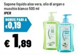 Iper La Grande Sapone liquido aloe vera, olio di argan o muschio bianco offerta