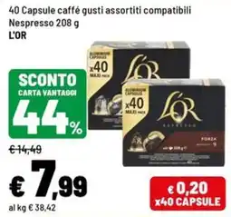 Iper La Grande Capsule caffé gusti assortiti L'OR offerta