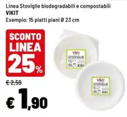 Iper La Grande Stoviglie biodegradabili e compostabili VIKIT offerta
