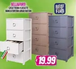 Vitulano Drugstore Cassetiera 4 cassetti Bianca-Tortora Grigio Rattan offerta