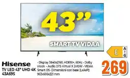 Ipercoop Hisense TV LED 43" UHD 4K 43A69S offerta