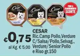 Primo Prezzo Cesar Ric.Camp Pollo,Verdure C/Salsa/Pollo, Selvag., Verdure/Senior Pollo e Riso offerta