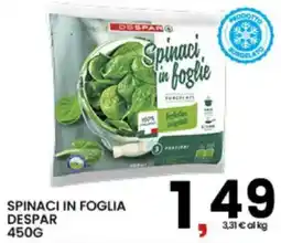 Interspar Spinaci in foglia Despar offerta