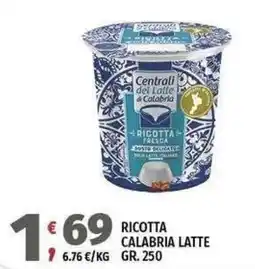 Vivo Supermercati Ricotta fresca Centralli del Latte Calabria offerta