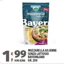 Vivo Supermercati Mozzarella julienne senza lattosio Bayernland offerta