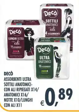 Deco Maxistore Decò assorbenti ultra sottili anatomici con ali ripiegati offerta