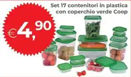 Coop famiglia cooperativa Set 17 contenitori in plastica con coperchio verde Coop offerta
