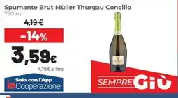 Coop famiglia cooperativa Spumante Brut Müller Thurgau Concilio offerta