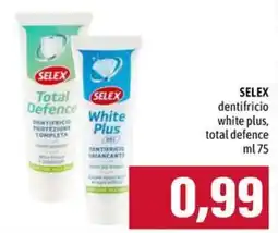 Emi Supermercati SELEX dentifricio white plus, total defence offerta