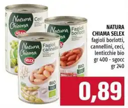 Emi Supermercati Natura Chiama SELEX fagioli borlotti, cannellini, ceci, lenticchie bio offerta