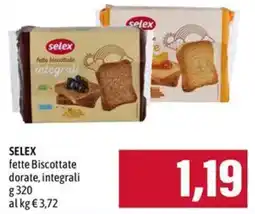 Emi Supermercati SELEX fette Biscottate dorate, integrali offerta