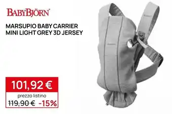 Babybjörn marsupio baby carrier mini light grey 3d jersey